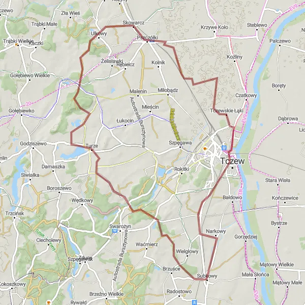 Miniatura mapy "Trasa Rowerowa Goszyn-Skowarcz-Tczew" - trasy rowerowej w Pomorskie, Poland. Wygenerowane przez planer tras rowerowych Tarmacs.app