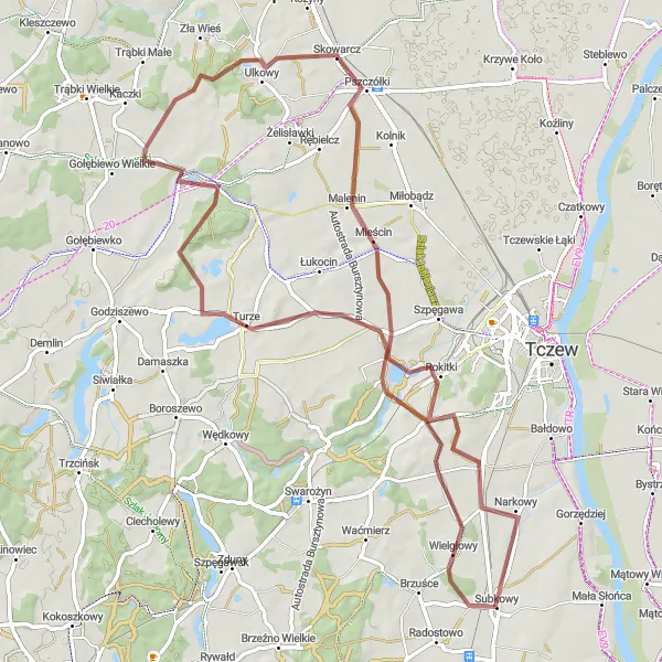 Miniatura mapy "Trasa Rowerowa Lubiszewo Tczewskie-Turze-Sobowidz-Pszczółki-Mieścin" - trasy rowerowej w Pomorskie, Poland. Wygenerowane przez planer tras rowerowych Tarmacs.app