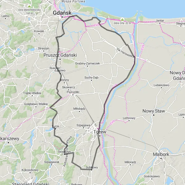 Miniatura mapy "Pomorskie Pejzaże" - trasy rowerowej w Pomorskie, Poland. Wygenerowane przez planer tras rowerowych Tarmacs.app