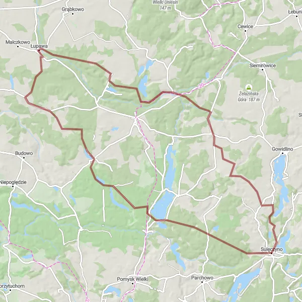 Map miniature of "Exploring Charming Villages and Forests" cycling inspiration in Pomorskie, Poland. Generated by Tarmacs.app cycling route planner