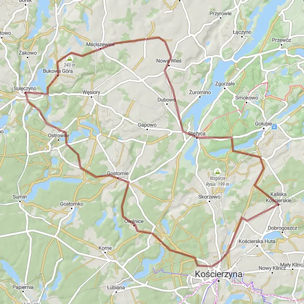 Miniatura mapy "Przez Bukową Górę do Kościerzyny" - trasy rowerowej w Pomorskie, Poland. Wygenerowane przez planer tras rowerowych Tarmacs.app