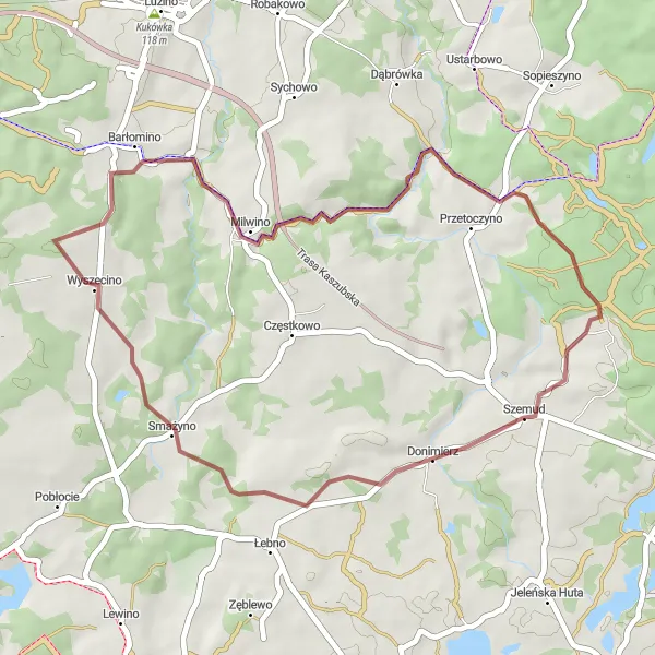 Miniatura mapy "Trasa rowerowa Szemud - Smażyno - Milwino - Grabowiec - Szemud" - trasy rowerowej w Pomorskie, Poland. Wygenerowane przez planer tras rowerowych Tarmacs.app
