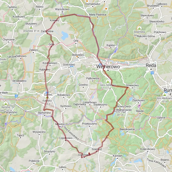 Miniatura mapy "Trasa Szemudzka Puszcza Gravel" - trasy rowerowej w Pomorskie, Poland. Wygenerowane przez planer tras rowerowych Tarmacs.app