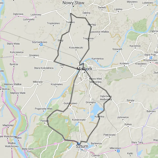 Miniatura mapy "Spacer do Malborka" - trasy rowerowej w Pomorskie, Poland. Wygenerowane przez planer tras rowerowych Tarmacs.app
