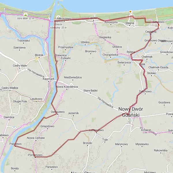 Miniatura mapy "Trasa Szlakiem Wzgórz i Zabytków Pomorskiego Pobrzeża" - trasy rowerowej w Pomorskie, Poland. Wygenerowane przez planer tras rowerowych Tarmacs.app