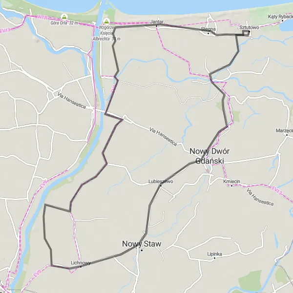 Miniatura mapy "Pomorska Trasa Zamków i Dworów" - trasy rowerowej w Pomorskie, Poland. Wygenerowane przez planer tras rowerowych Tarmacs.app