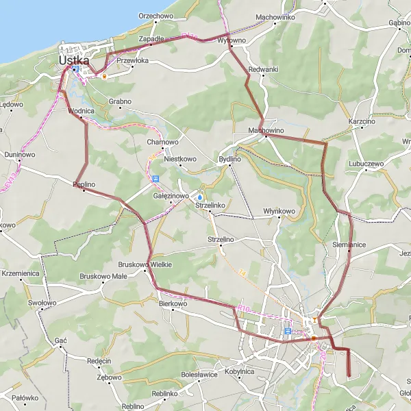 Miniatura mapy "Trasa do Siemianic i Słupska" - trasy rowerowej w Pomorskie, Poland. Wygenerowane przez planer tras rowerowych Tarmacs.app