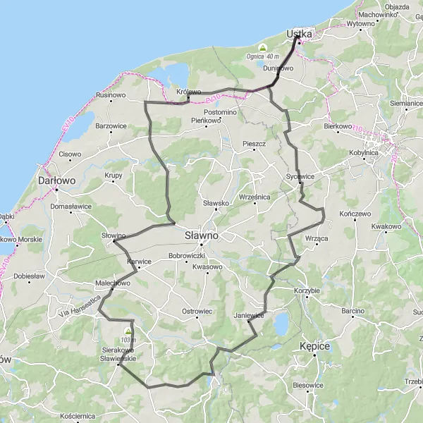 Miniatura mapy "Szlak zamków Pomorskich" - trasy rowerowej w Pomorskie, Poland. Wygenerowane przez planer tras rowerowych Tarmacs.app