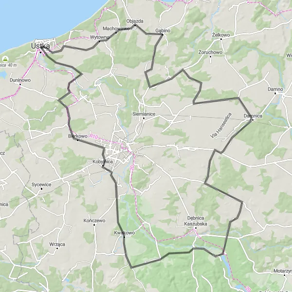 Miniatura mapy "Wyprawa Szosowa przez Lubuczewo i Charnowo" - trasy rowerowej w Pomorskie, Poland. Wygenerowane przez planer tras rowerowych Tarmacs.app