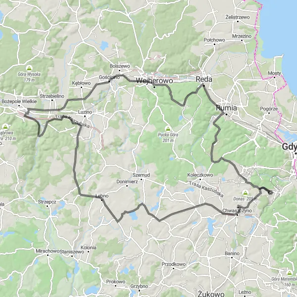 Map miniature of "The Ultimate Road Challenge" cycling inspiration in Pomorskie, Poland. Generated by Tarmacs.app cycling route planner