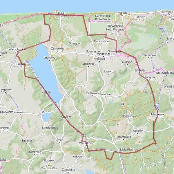 Miniatura mapy "Rybaczówka - Warszkowo Journey" - trasy rowerowej w Pomorskie, Poland. Wygenerowane przez planer tras rowerowych Tarmacs.app