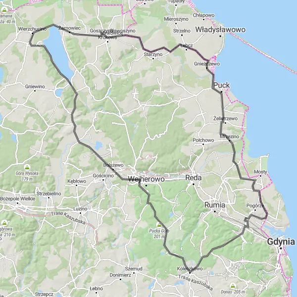 Map miniature of "Coastal Road Cycling Tour" cycling inspiration in Pomorskie, Poland. Generated by Tarmacs.app cycling route planner