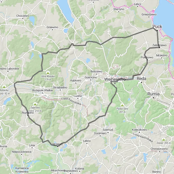 Miniatura mapy "Wyprawa przez Wzgórza Pomorskie" - trasy rowerowej w Pomorskie, Poland. Wygenerowane przez planer tras rowerowych Tarmacs.app