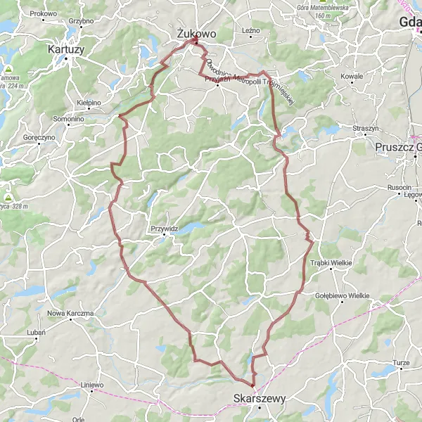 Miniatura mapy "Trasa gravelowa przez Kolbudy i Roztoka" - trasy rowerowej w Pomorskie, Poland. Wygenerowane przez planer tras rowerowych Tarmacs.app