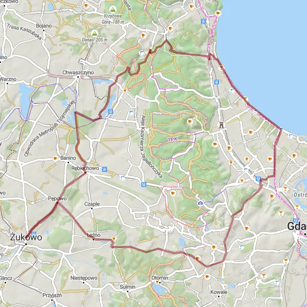Miniatura mapy "Trasa Żukowo - Żukowo przez Rębiechowo i Piecki-Migowo" - trasy rowerowej w Pomorskie, Poland. Wygenerowane przez planer tras rowerowych Tarmacs.app