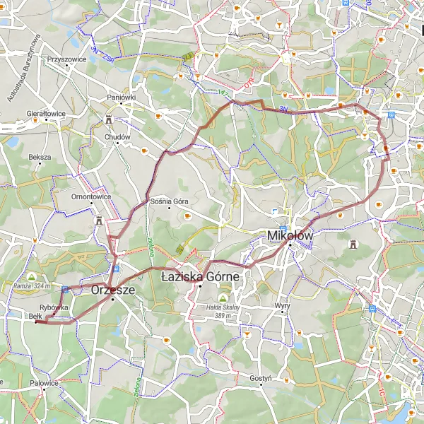 Miniatura mapy "Trasa Szlakiem Kłodnicy" - trasy rowerowej w Śląskie, Poland. Wygenerowane przez planer tras rowerowych Tarmacs.app