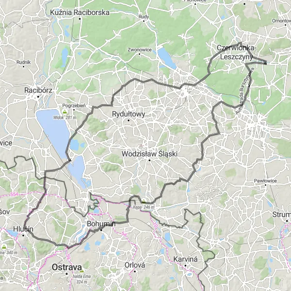 Map miniature of "The Ultimate Cycling Challenge" cycling inspiration in Śląskie, Poland. Generated by Tarmacs.app cycling route planner