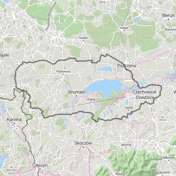 Miniatura mapy "Wycieczka rowerowa przez Franciszkowice" - trasy rowerowej w Śląskie, Poland. Wygenerowane przez planer tras rowerowych Tarmacs.app