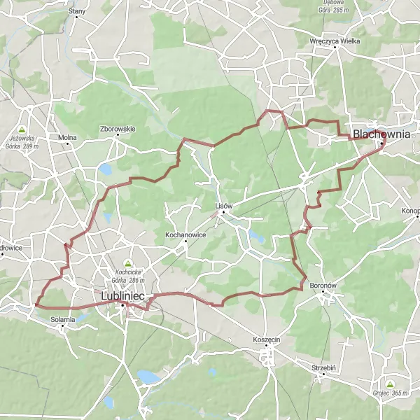 Miniatura mapy "Trasa rowerowa przez Olszyna, Wierzbie, Draliny, Łebki do Blachowni" - trasy rowerowej w Śląskie, Poland. Wygenerowane przez planer tras rowerowych Tarmacs.app