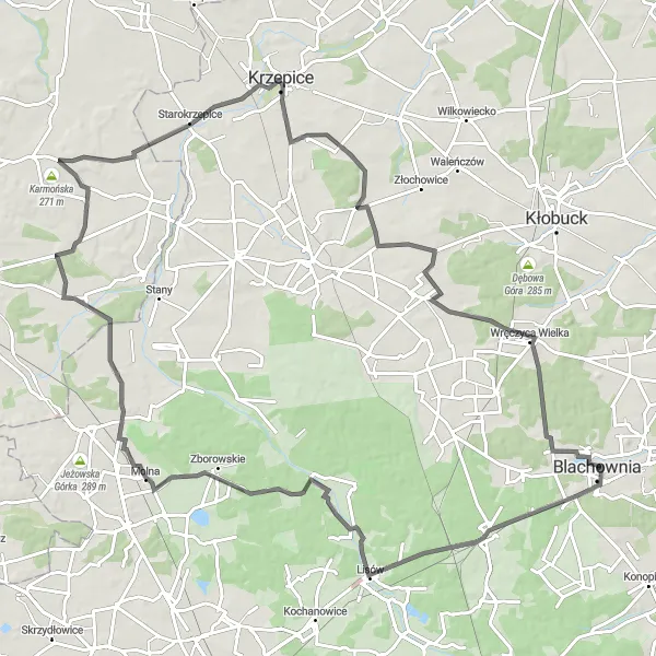 Miniatura mapy "Trasa przez Pałac w Patoce i Karmońska" - trasy rowerowej w Śląskie, Poland. Wygenerowane przez planer tras rowerowych Tarmacs.app