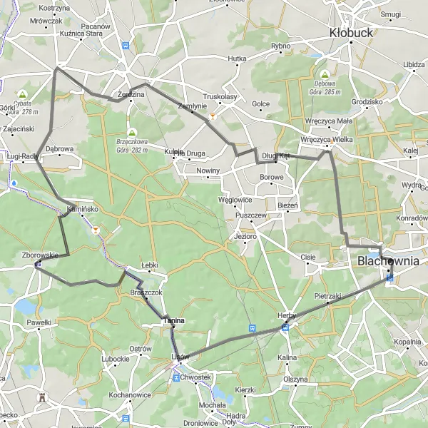 Miniatura mapy "Przez Taninę i Długi Kąt" - trasy rowerowej w Śląskie, Poland. Wygenerowane przez planer tras rowerowych Tarmacs.app