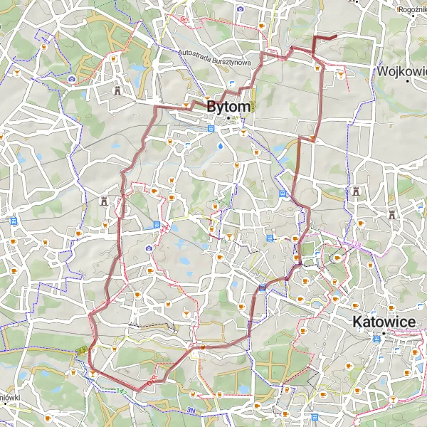 Map miniature of "Bobrowniki - Kochłowice Gravel Experience" cycling inspiration in Śląskie, Poland. Generated by Tarmacs.app cycling route planner