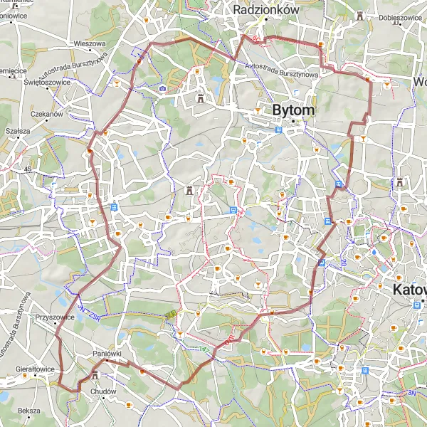 Miniatura mapy "Trasa na Gravel przez Paniówki i Helenkę" - trasy rowerowej w Śląskie, Poland. Wygenerowane przez planer tras rowerowych Tarmacs.app