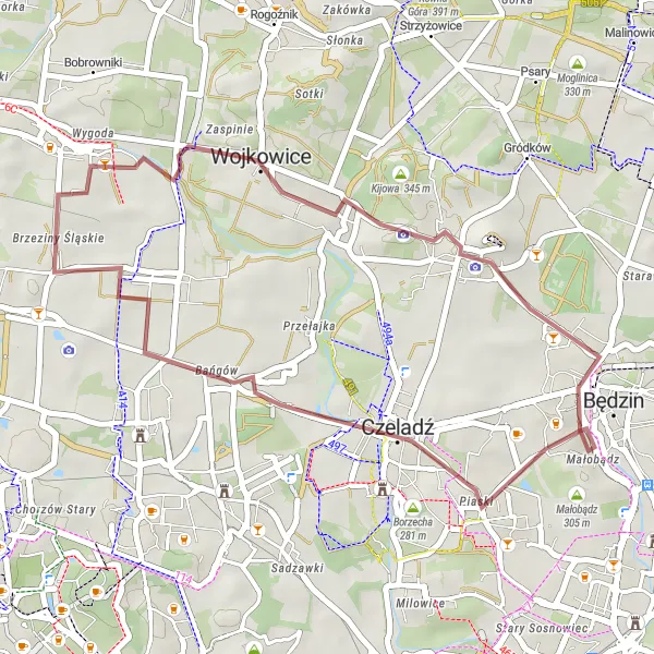 Miniatura mapy "Przejażdżka Gravelowa Syberką" - trasy rowerowej w Śląskie, Poland. Wygenerowane przez planer tras rowerowych Tarmacs.app