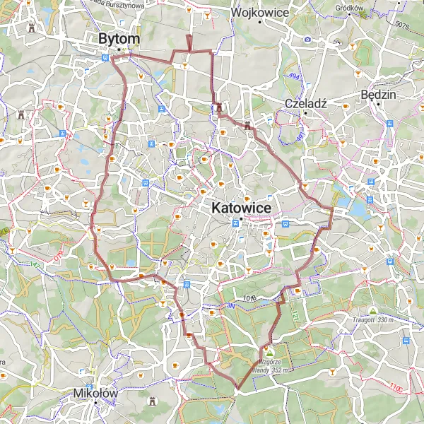 Miniatura mapy "Przejażdżka Gravelowa przez Dąbrówkę Małą" - trasy rowerowej w Śląskie, Poland. Wygenerowane przez planer tras rowerowych Tarmacs.app