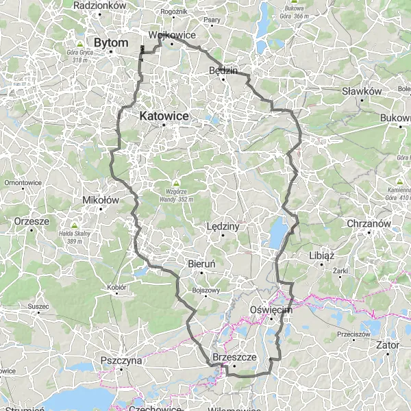 Miniatura mapy "Trasa Górska Glinna Góra" - trasy rowerowej w Śląskie, Poland. Wygenerowane przez planer tras rowerowych Tarmacs.app