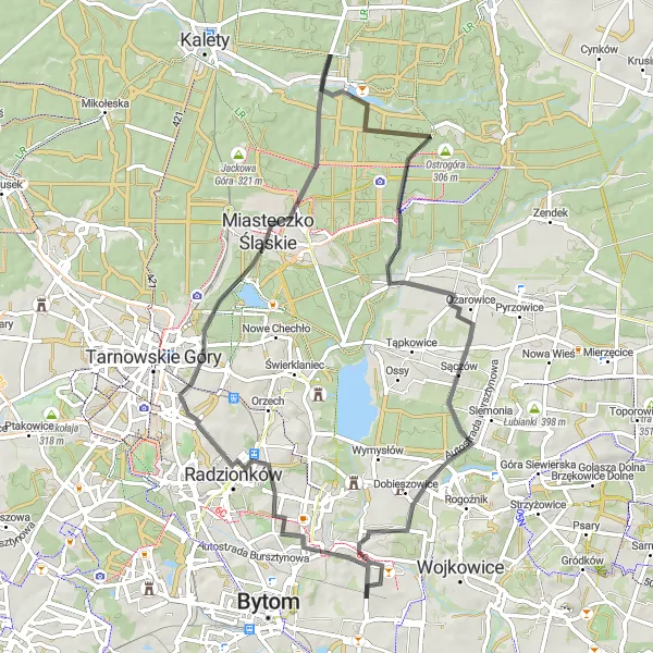 Miniatura mapy "Trasa Szosowa przez Kopiec Wyzwolenia" - trasy rowerowej w Śląskie, Poland. Wygenerowane przez planer tras rowerowych Tarmacs.app