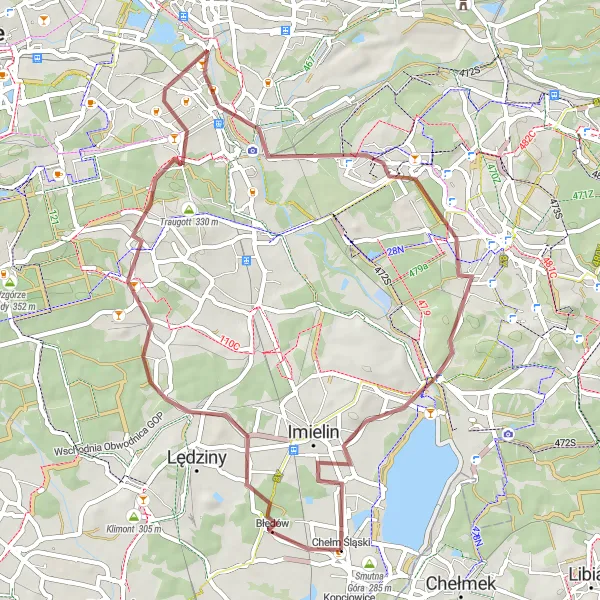 Map miniature of "Gravel Adventure through Śląskie" cycling inspiration in Śląskie, Poland. Generated by Tarmacs.app cycling route planner