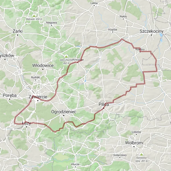Miniatura mapy "Trasa żwirowa do Małoszyc" - trasy rowerowej w Śląskie, Poland. Wygenerowane przez planer tras rowerowych Tarmacs.app