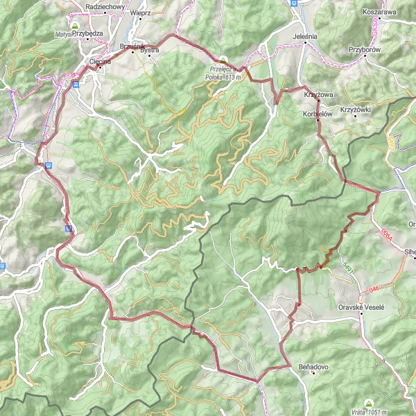 Map miniature of "Exploring Untamed Eastern Poland" cycling inspiration in Śląskie, Poland. Generated by Tarmacs.app cycling route planner