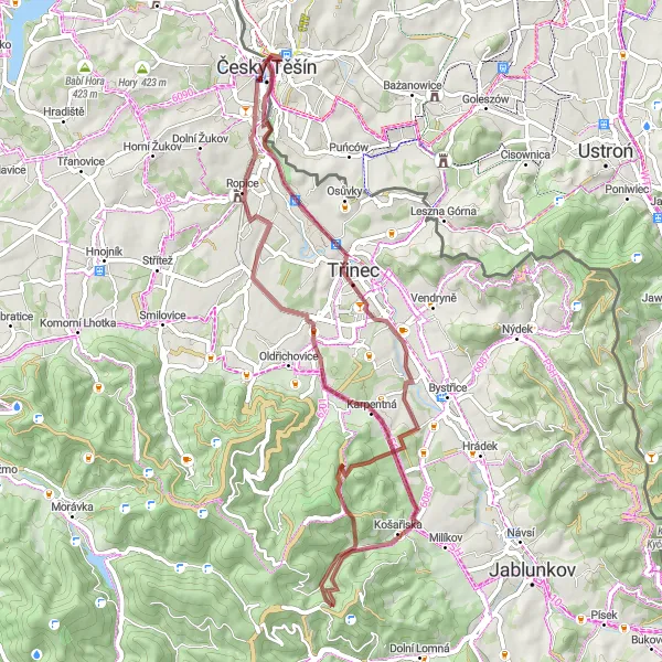 Map miniature of "Gravel Adventure" cycling inspiration in Śląskie, Poland. Generated by Tarmacs.app cycling route planner