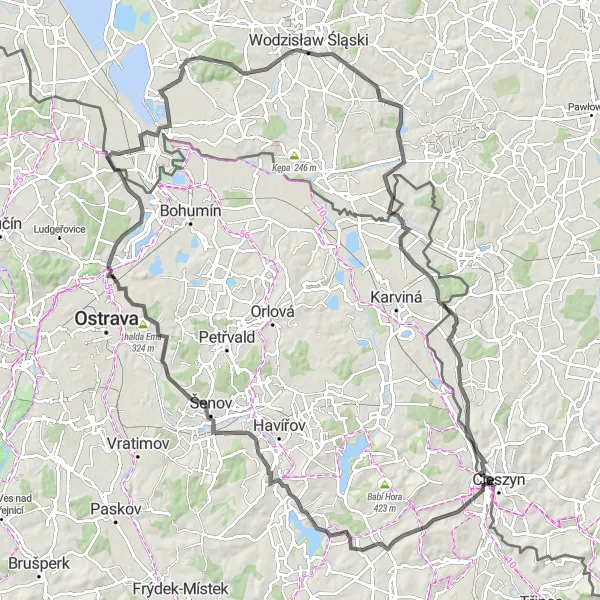 Map miniature of "Soběšovice Adventure" cycling inspiration in Śląskie, Poland. Generated by Tarmacs.app cycling route planner