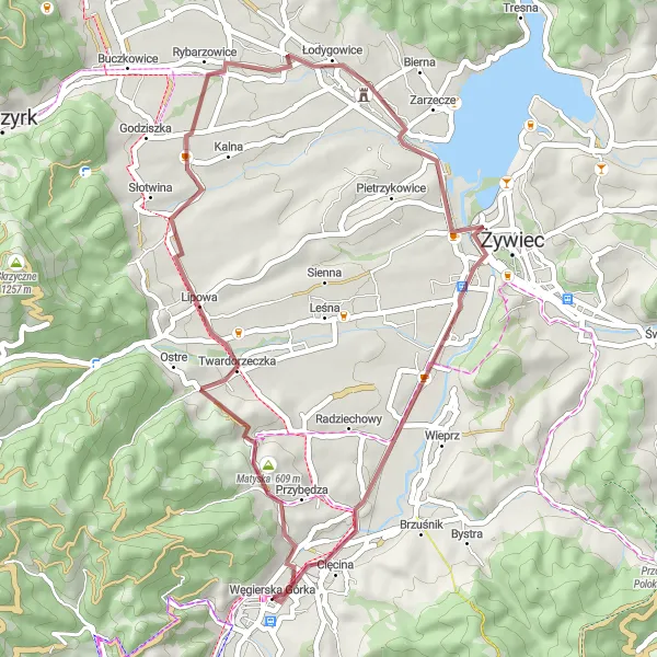 Miniatura mapy "Trasa Lipowa - Cięcina" - trasy rowerowej w Śląskie, Poland. Wygenerowane przez planer tras rowerowych Tarmacs.app