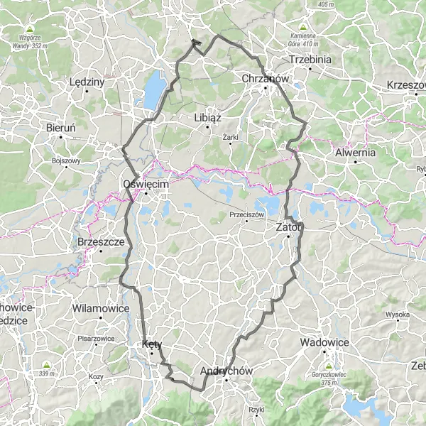 Miniatura mapy "Długa trasa rowerowa przez Chełm Mały i Jankowice" - trasy rowerowej w Śląskie, Poland. Wygenerowane przez planer tras rowerowych Tarmacs.app