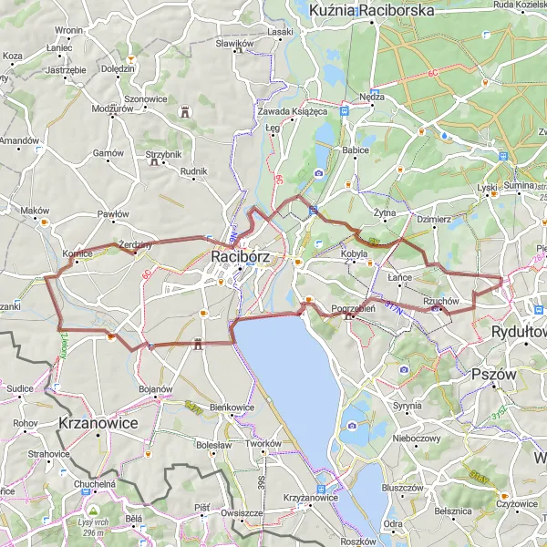 Miniatura mapy "Trasa gravelowa do Pstrążna z Czernicy" - trasy rowerowej w Śląskie, Poland. Wygenerowane przez planer tras rowerowych Tarmacs.app