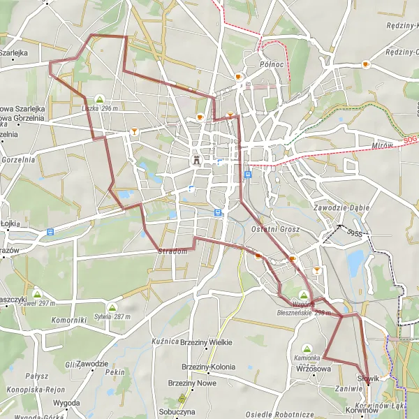 Map miniature of "Tranquil Gravel Route" cycling inspiration in Śląskie, Poland. Generated by Tarmacs.app cycling route planner