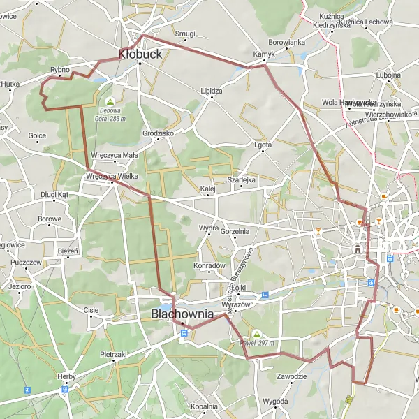 Map miniature of "Historical Gravel Ride" cycling inspiration in Śląskie, Poland. Generated by Tarmacs.app cycling route planner