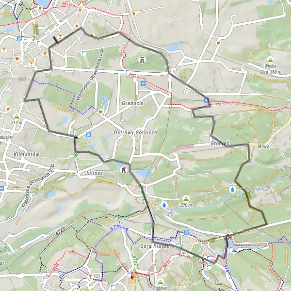 Miniatura mapy "Trasa Rowerowa Dąbrowa Górnicza - Szczakowa" - trasy rowerowej w Śląskie, Poland. Wygenerowane przez planer tras rowerowych Tarmacs.app