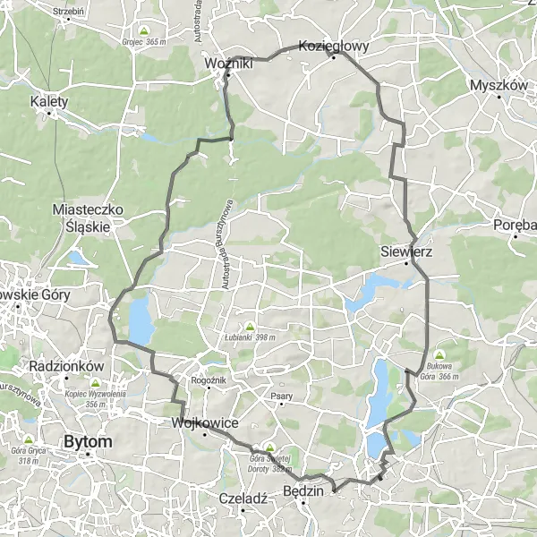 Map miniature of "Challenging Hills: Góra Świętej Doroty Loop" cycling inspiration in Śląskie, Poland. Generated by Tarmacs.app cycling route planner