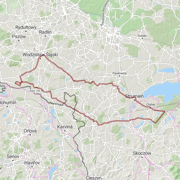 Map miniature of "The Turza Śląska Gravel Adventure" cycling inspiration in Śląskie, Poland. Generated by Tarmacs.app cycling route planner