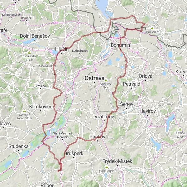 Map miniature of "The Michálkovice Challenge" cycling inspiration in Śląskie, Poland. Generated by Tarmacs.app cycling route planner