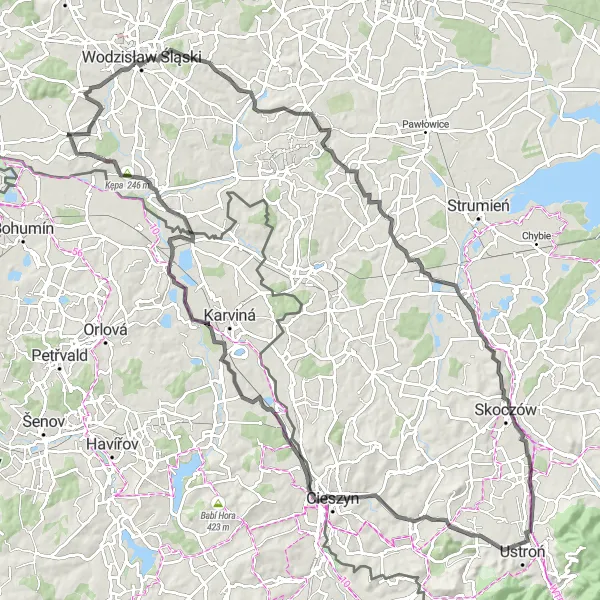 Map miniature of "The Majestic Route Through Harbutowice" cycling inspiration in Śląskie, Poland. Generated by Tarmacs.app cycling route planner