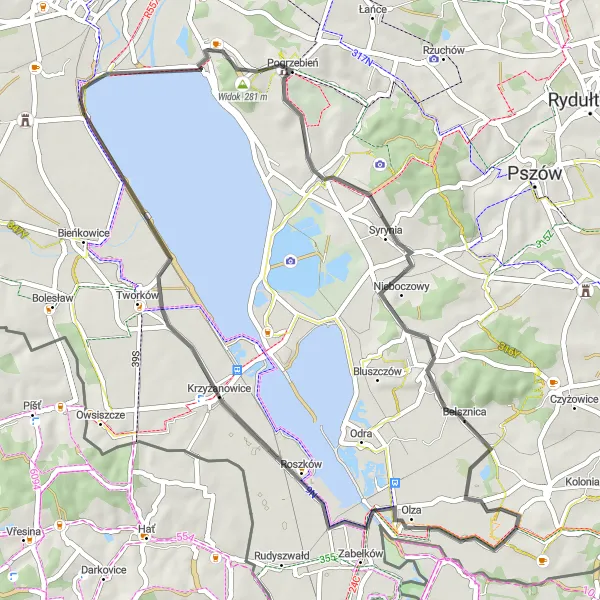Miniatura mapy "Trasa Szosowa do Uchylsko" - trasy rowerowej w Śląskie, Poland. Wygenerowane przez planer tras rowerowych Tarmacs.app