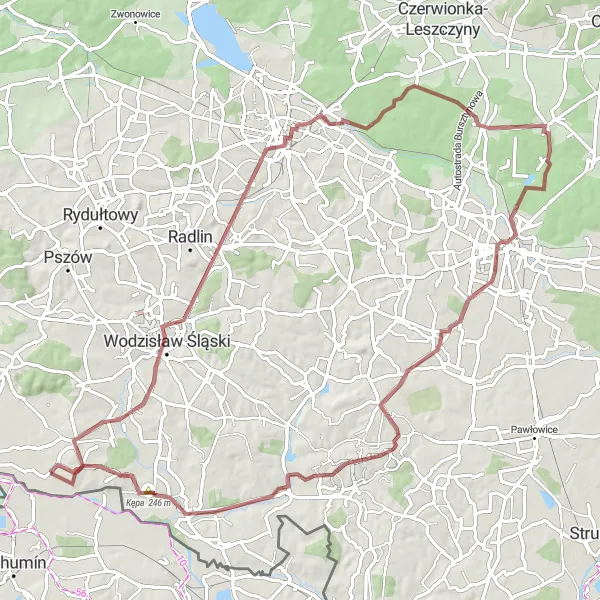 Map miniature of "Exploring Historical Gems and Natural Wonders" cycling inspiration in Śląskie, Poland. Generated by Tarmacs.app cycling route planner