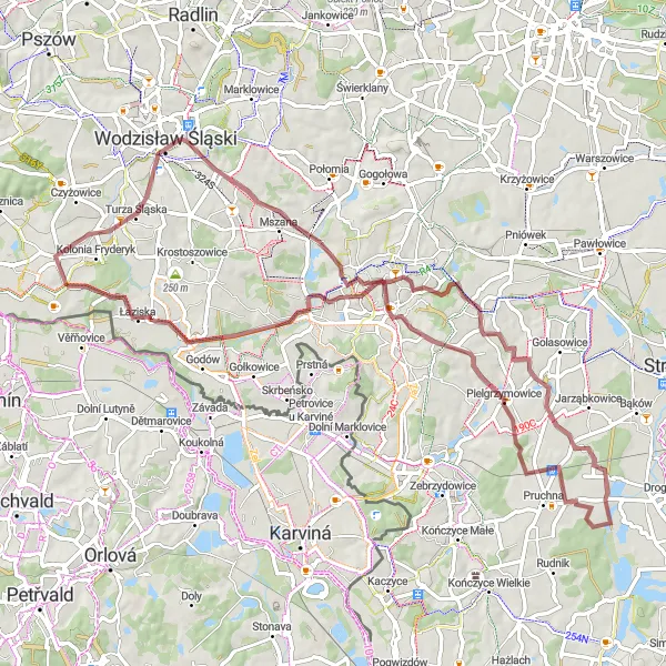 Map miniature of "Off-Road Tour through Turza Śląska" cycling inspiration in Śląskie, Poland. Generated by Tarmacs.app cycling route planner