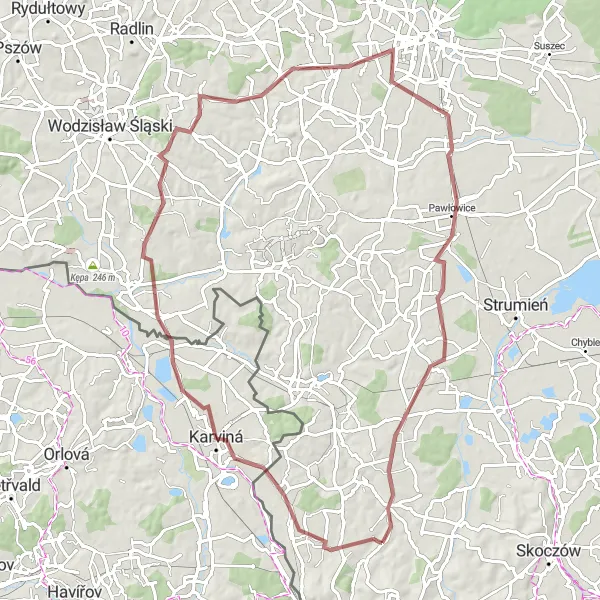 Miniatura mapy "Szlakiem przez Karviná i Babilon" - trasy rowerowej w Śląskie, Poland. Wygenerowane przez planer tras rowerowych Tarmacs.app